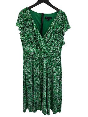 NWT Jessica Howard Green White Animal Print Knee Length Dress‎ Sz 18